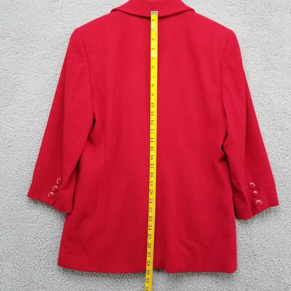 Vtg Linda Allard Ellen Tracy Blazer Jacket Womens Solid Red Wool Corduroy Sz 12P - Picture 7 of 12